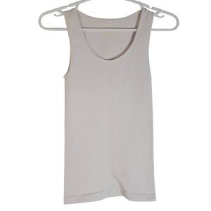 Ribbed Sleeveless Tank Top Stretch Fitted Compression White One Size Fits XS - L